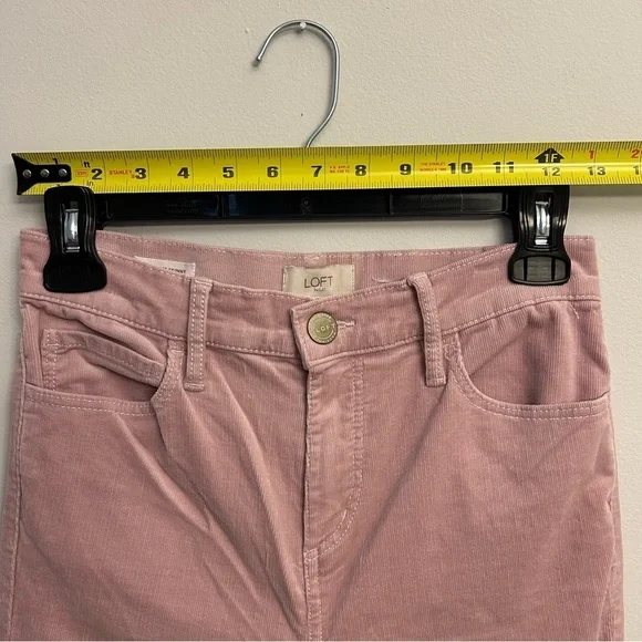 LOFT Pink Corduroy Pants High Rise Skinny Size 0 - Picture 6 of 9